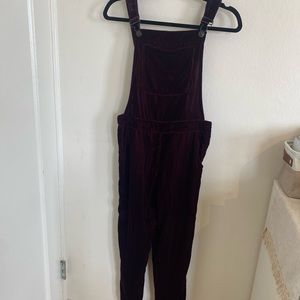 Free People Burgandy/ Maroon Velvet Overalls